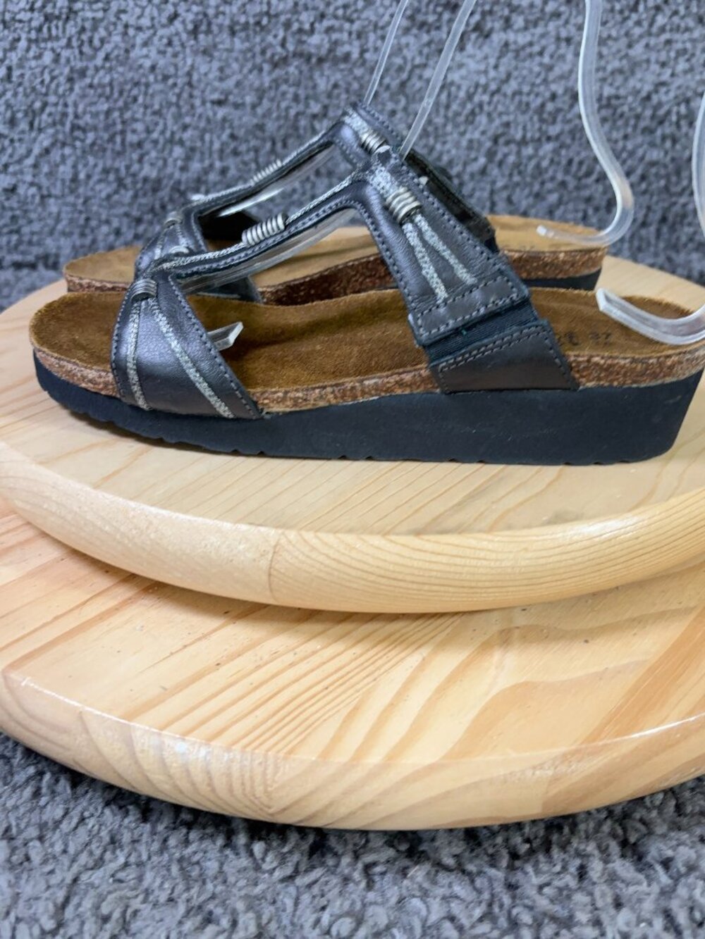 Naot Dana Sandals Womens Size 6 Leather Slip On Cork Midsole Wedge Heel Shoes